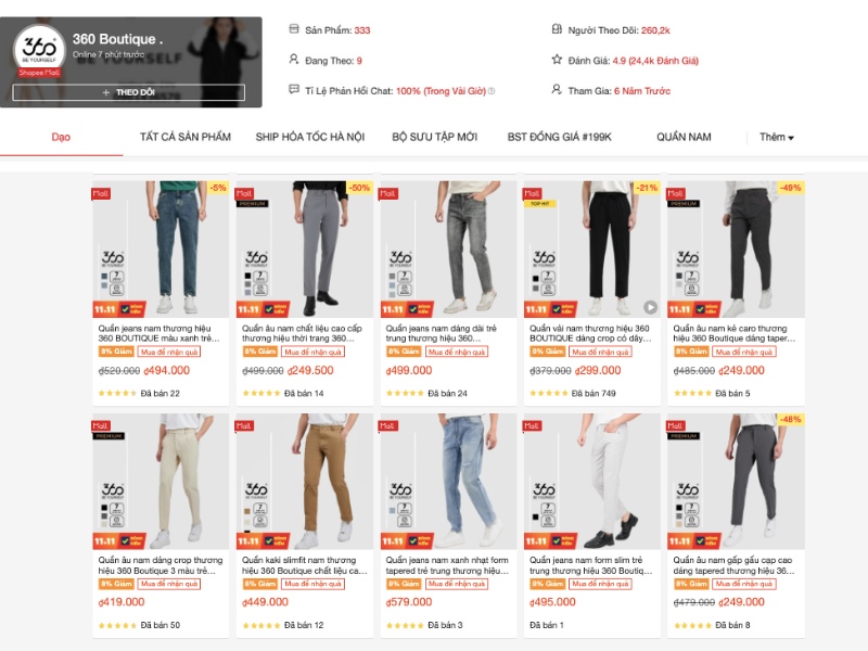 Shop bán quần jean nam đẹp trên shopee 360 Boutique