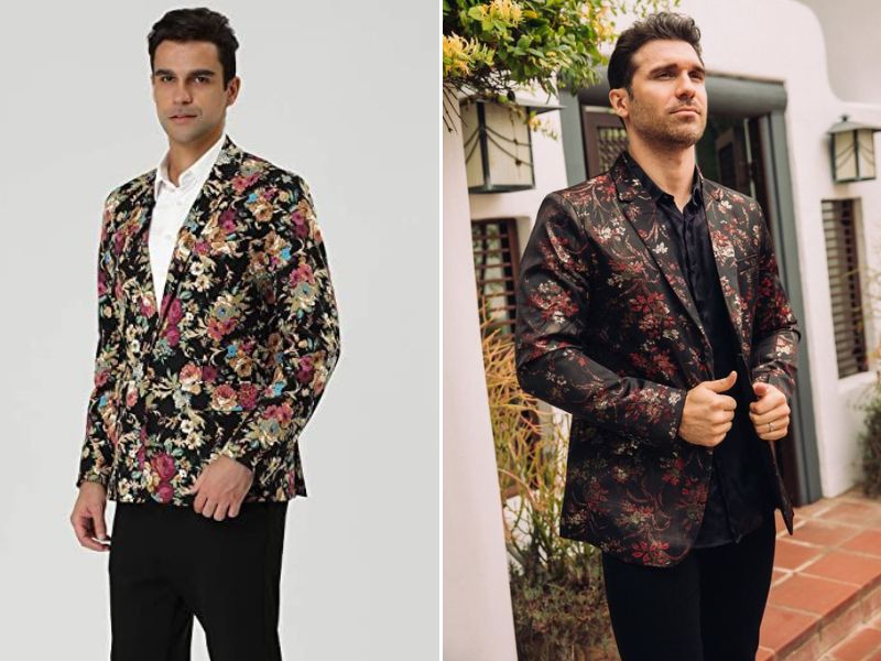 Phối áo blazer họa tiết nam với áo sơ mi