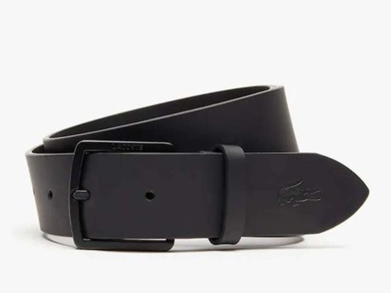 Thắt lưng Men’s Lacoste Engraved Black Buckle and Crocodile Smooth Leather