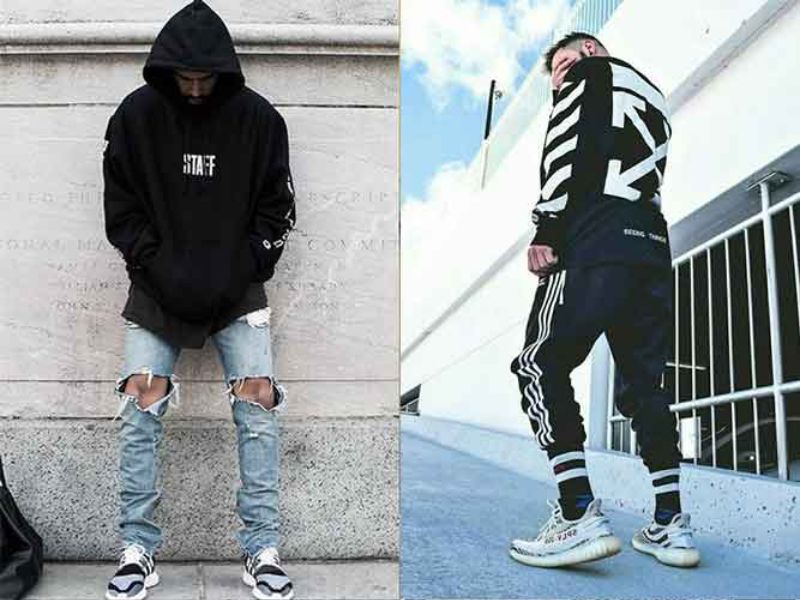 Thời trang hiphop “công thức” với hoodie mũ trùm, quần jogger và giày sneakers