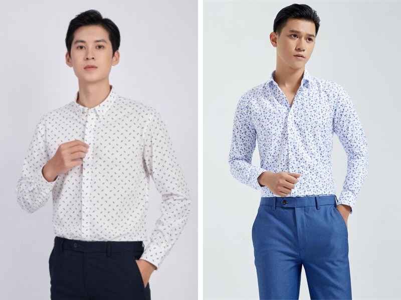 Men'S Long Sleeve Polka Dot Shirt