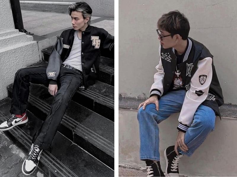 Phối đồ với Varsity Jacket nam cùng quần Jeans