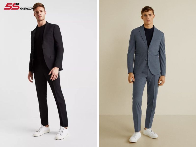 Phối đồ với áo thun đen nam cùng áo blazer