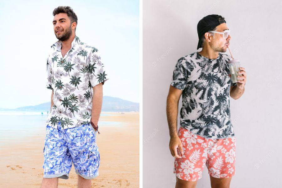 Patterned T-Shirt Mix With Patterned Shorts 