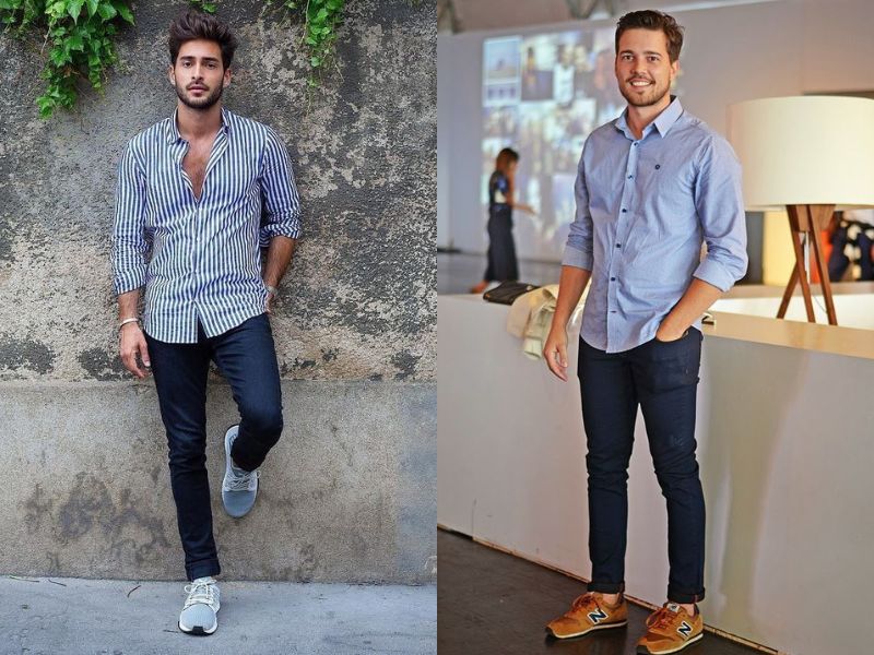 Phối đồ nam 1m6 cùng áo phông và quần skinny jean