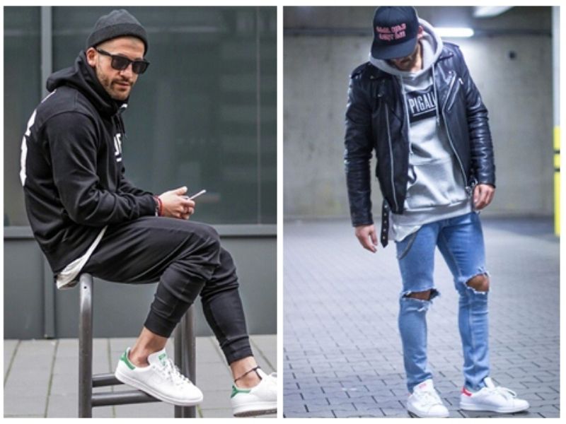 Áo hoodie phối với giày Adidas Stan Smith nam