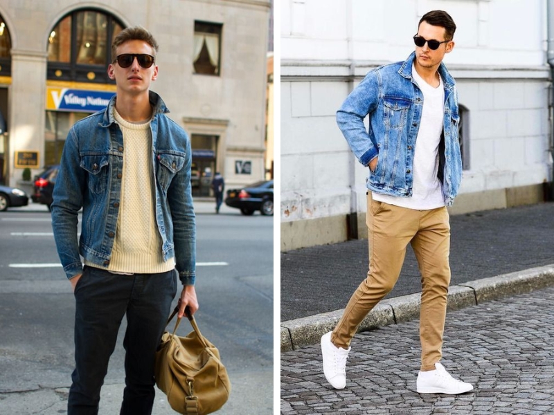 Phối đồ với denim jacket nam