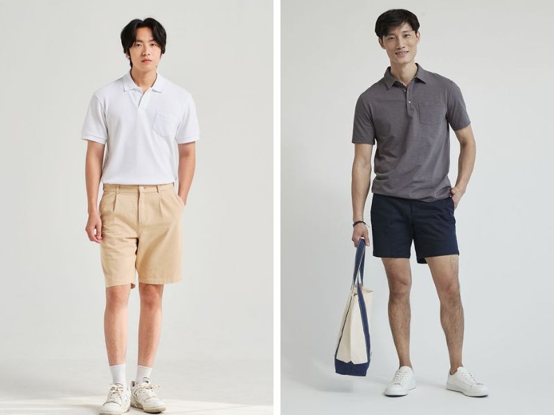 Phối đồ áo polo có túi với quần short