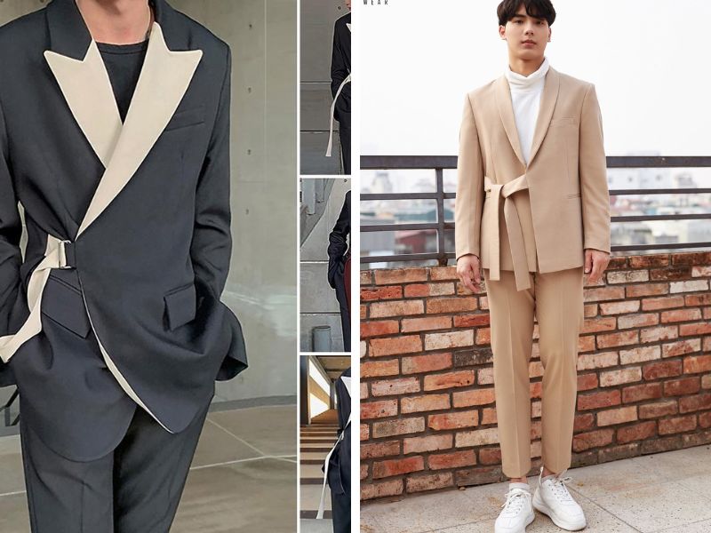 Mẫu blazer nam đẹp có dây thắt bên