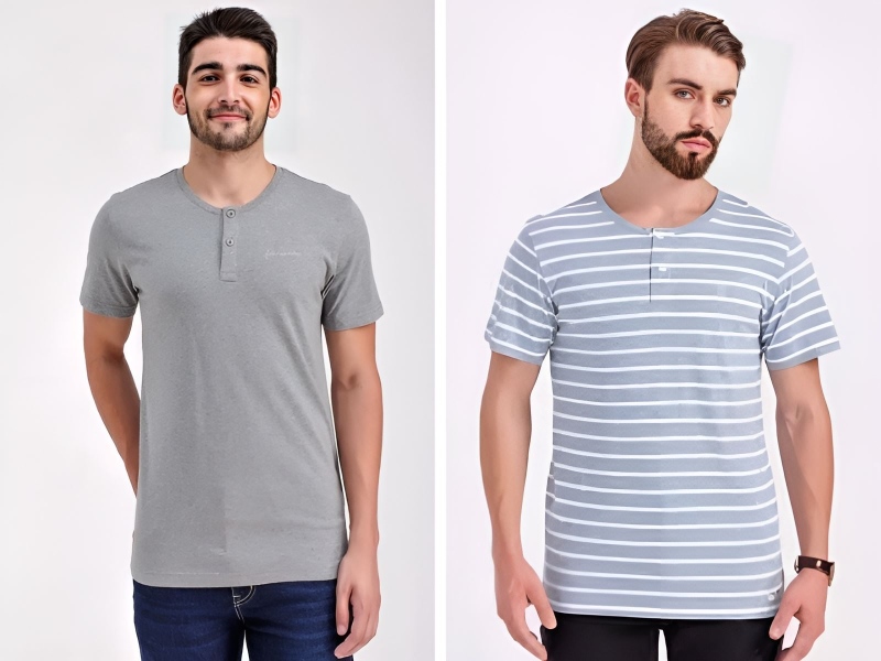 Áo phông nam form rộng cổ Henley