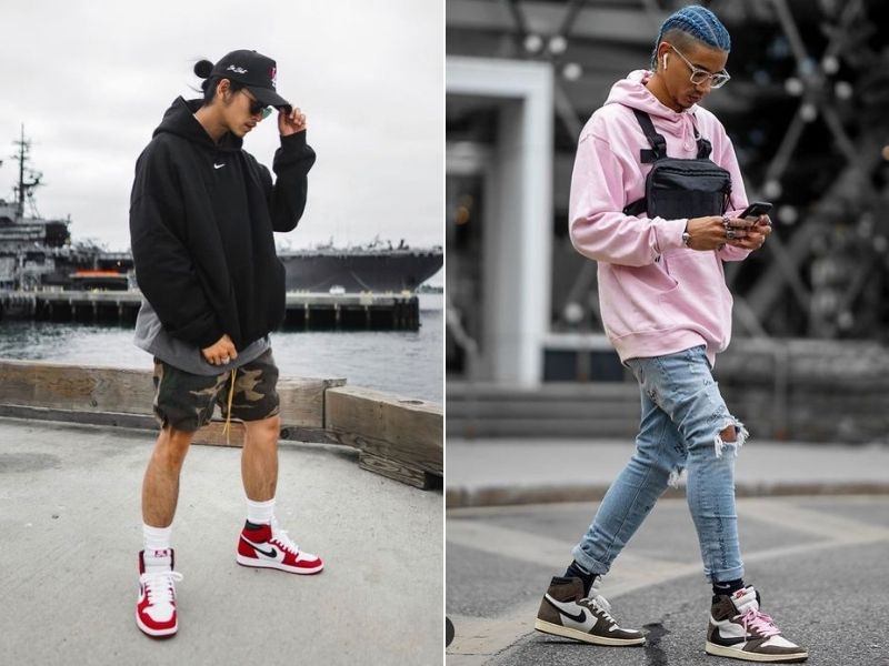 Phối đồ với giày jordan cổ cao nam cùng áo hoodie