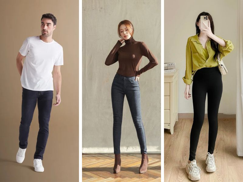 Phân biệt quần skinny, slim fit và legging