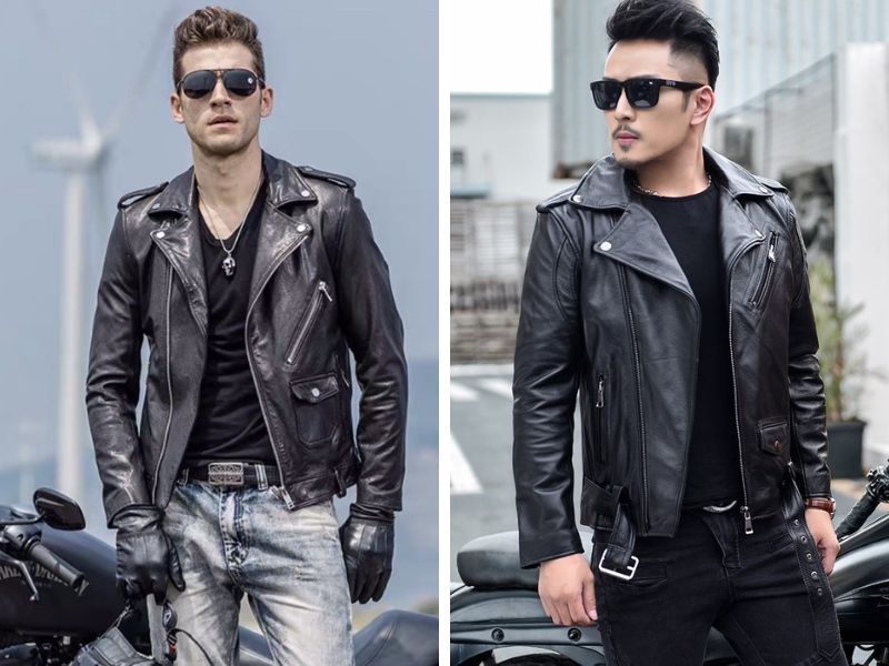 Áo da biker jacket nam