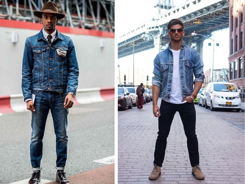 Phối  denim jacket nam cùng quần jean nam