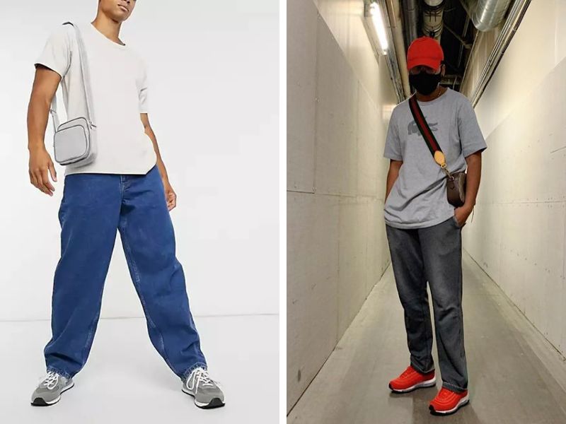 Mix quần baggy jeans ống rộng nam với áo thun năng động, tiện lợi