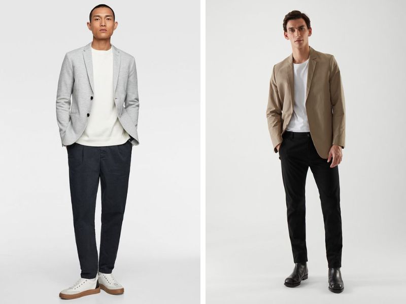 Phối áo blazer form rộng với quần âu