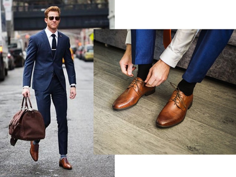 Đôi giày sáng bóng khi kết hợp cùng vest sẽ tạo nên sự lịch sự và chuyên nghiệp