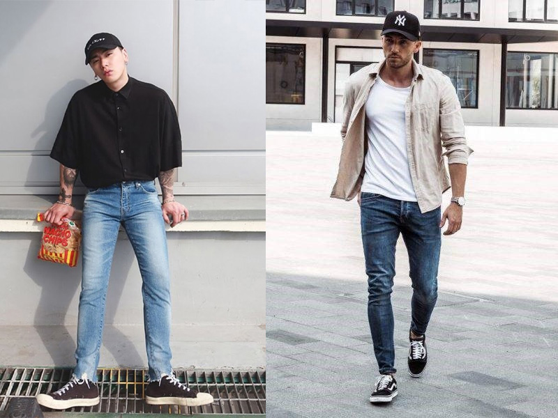 Khi mix áo thun, quần jeans và mũ lưỡi trai, bạn sẽ có một giao diện hoàn toàn tự tin, dễ mặc và mặc được nhiều dịp khác nhau