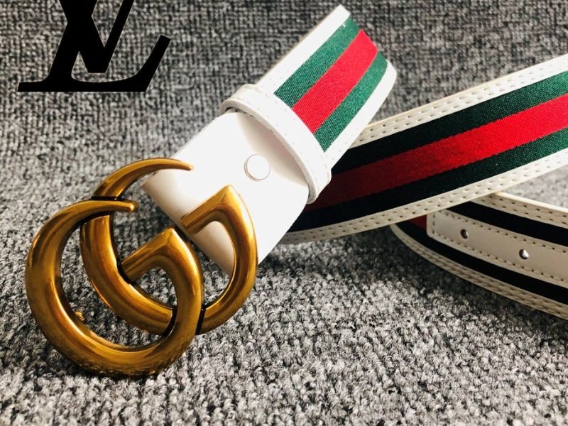 Thắt lưng nam Hàn Quốc vải sọc Gucci
