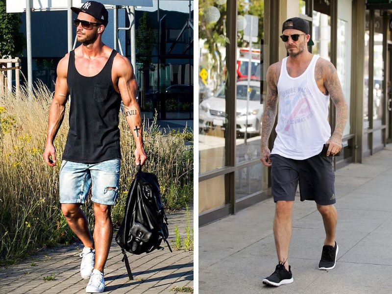 Phối áo tank top, quần short và giày Nike nam