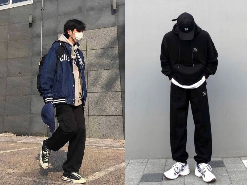 Phối quần dài ống suông với áo hoodie nam đơn giản, dễ mặc