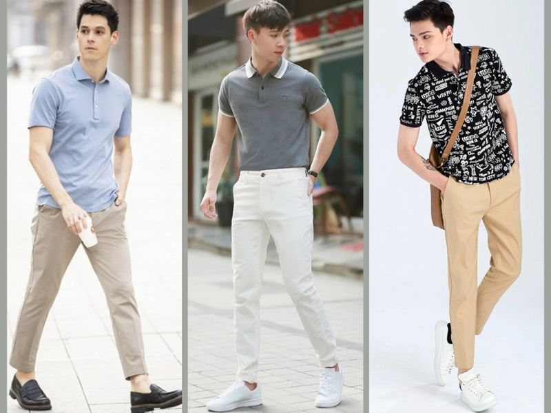 Phối đồ công sở với áo polo cùng quần kaki