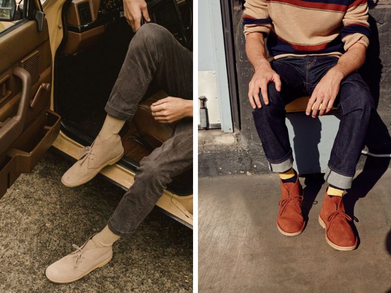 Quần tây áo sơ mi nam phối với giày Chukka boot