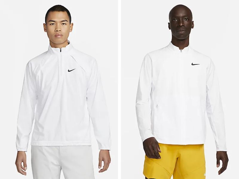 Điểm nhấn trong mẫu áo khoác trắng nam của Nike là chiếc logo thương hiệu 