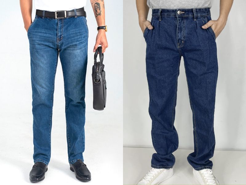Quần jean nam túi chéo cạp cao có thiết kế cạp cao giúp tôn dáng