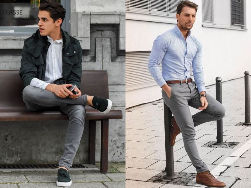 Mặc quần jeans xám nam với áo vest và áo blazer sẽ giúp các chàng trai trông lịch lãm và sang chảnh hơn.