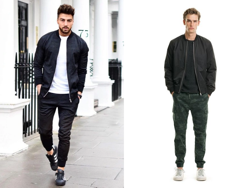 Quần jogger với áo khoác jacket chất chơi