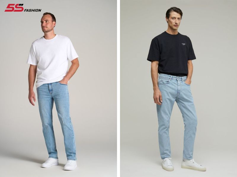 Phối áo thun nam với quần jeans