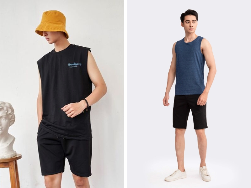 Áo tank top quần short là item được nhiều bạn nam hàn quốc yêu thích