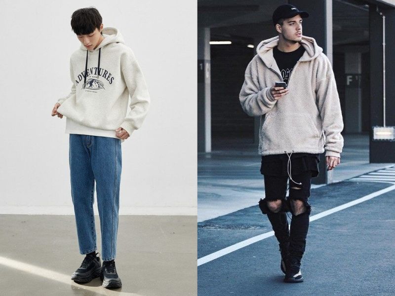 Áo hoodie nam phối quần jean trẻ trung, cá tính