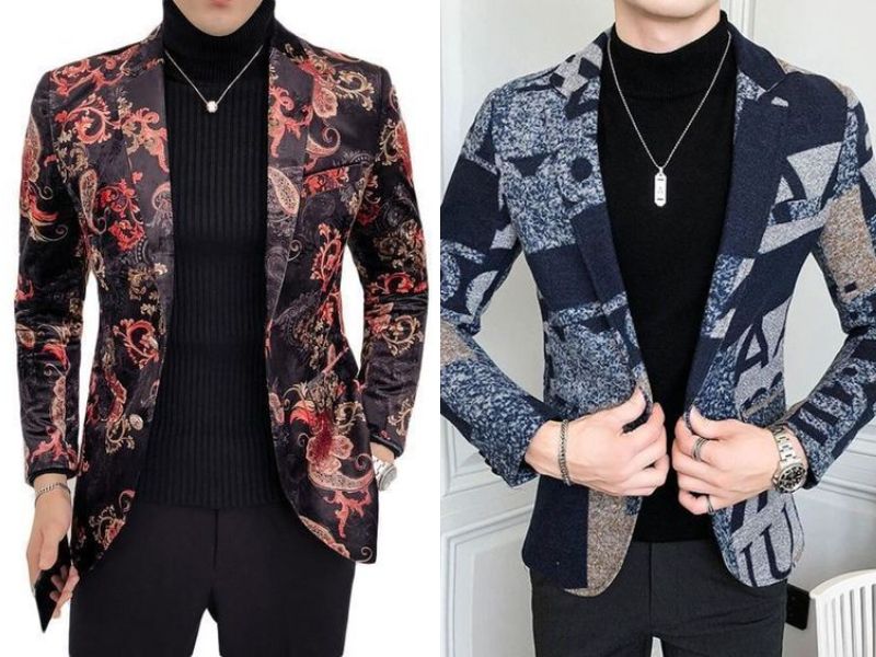 Áo khoác hoa văn nam kiểu blazer