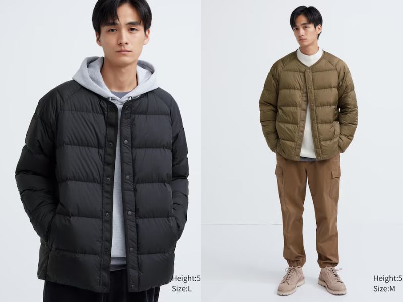 Áo khoác không cổ nam Recycled Down Uniqlo