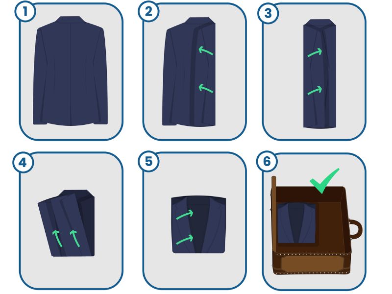 Cách gấp áo khoác vest gọn gàng đơn giản