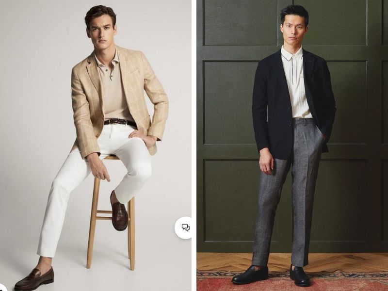 Phối áo blazer nam với áo polo công sở