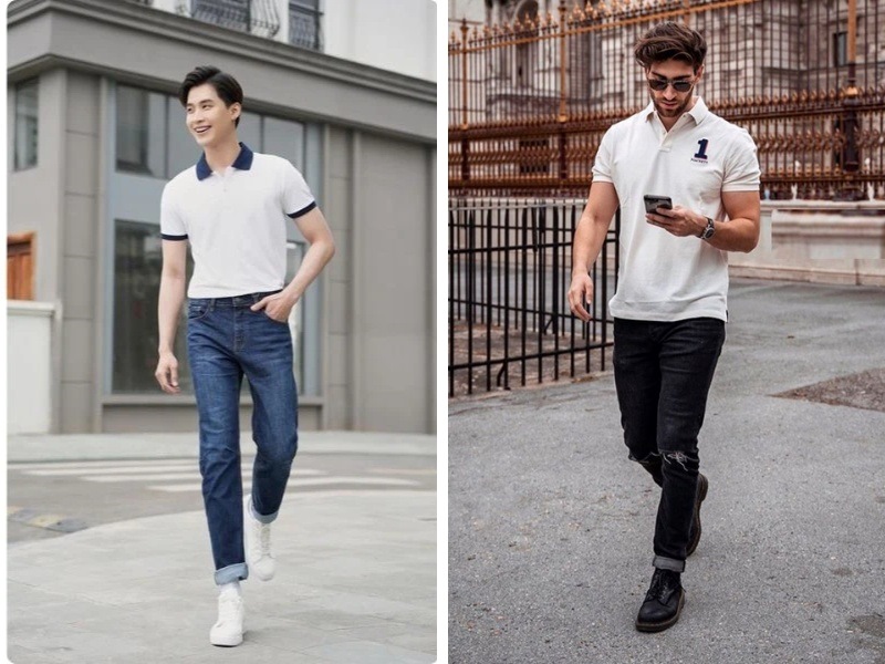 Lịch sự đi chơi cùng áo polo và quần jean