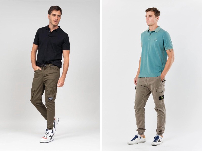 Quần jogger kaki nam phối với áo polo thanh lịch