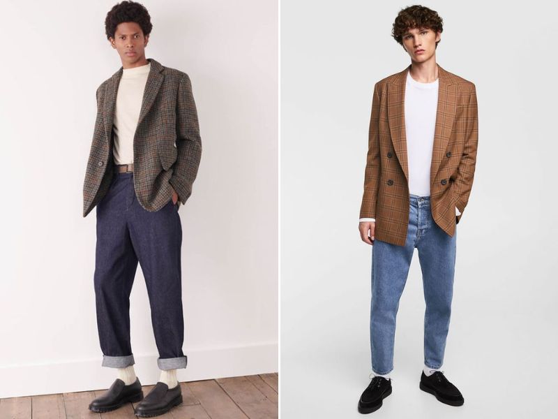 Phối đồ với quần jean baggy nam cùng áo blazer