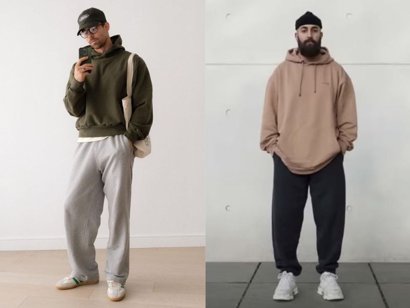 Áo hoodie và sweater là lựa chọn không tồi khi phối đồ với quần thể thao nam