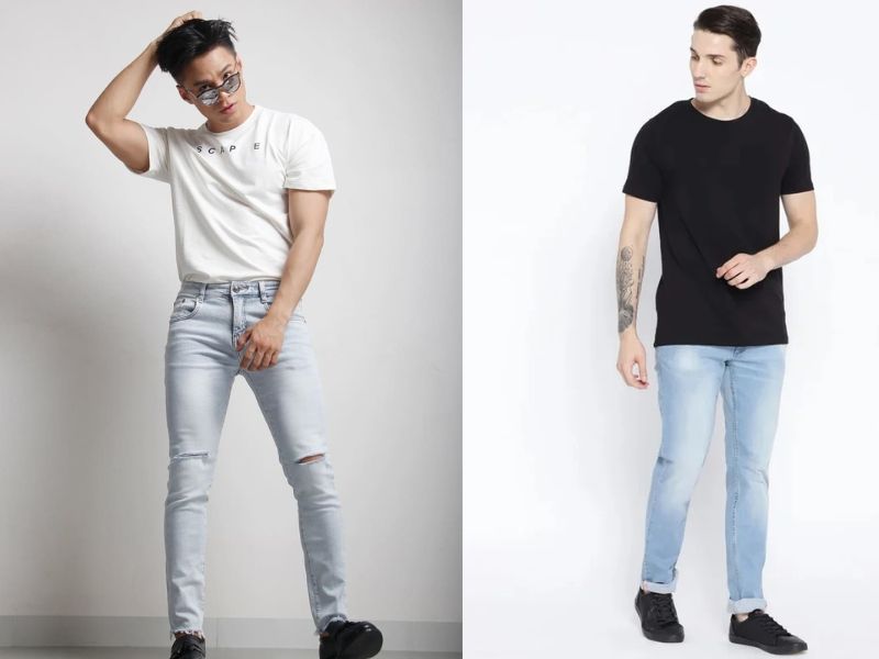 Phối đồ công sở bằng thun cùng quần jeans