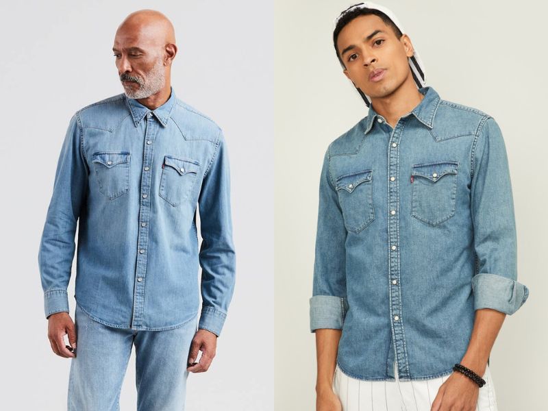 Áo sơ mi jean nam hàng hiệu Levi's