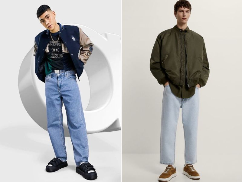 Phối đồ với quần jean baggy nam cùng áo khoác bomber