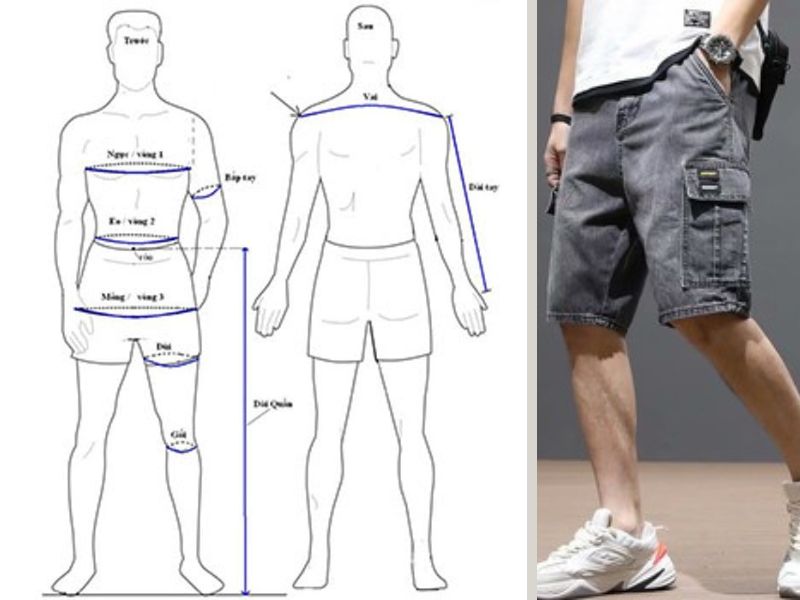 Hướng dẫn cách lấy số đo cơ thể để chọn size quần short jean nam 