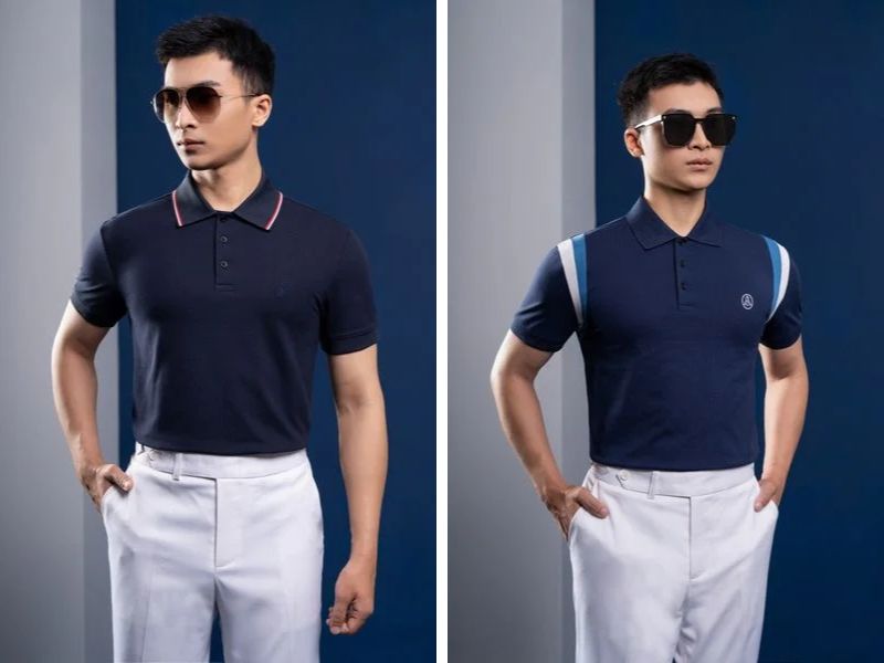 Mẫu áo polo nam màu xanh của Adam Store