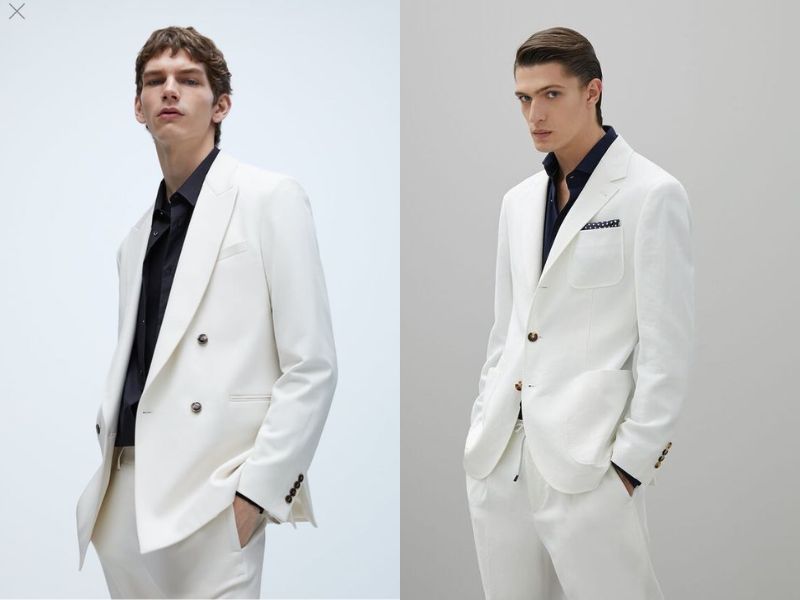 Bộ vest trắng 6 cúc hàn quốc, blazer nam trẻ trung lịch lãm-hai tailor