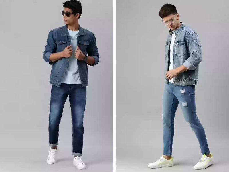 Phối áo khoác denim jacket nam cùng áo thun