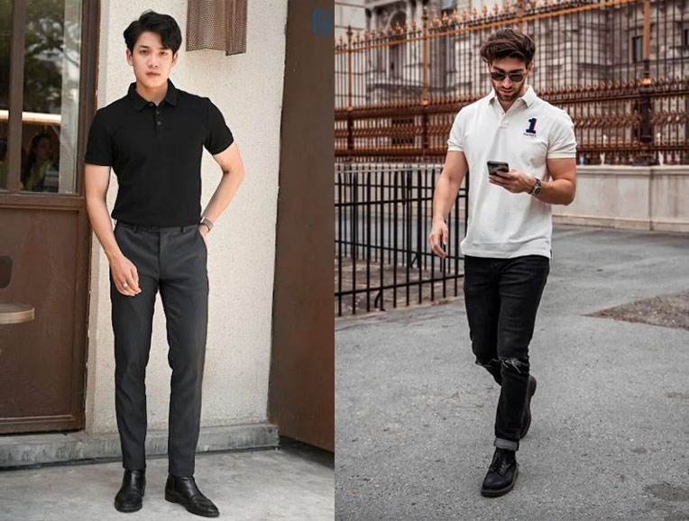 Với sự kết hợp giữa quần jean, áo polo và giày boots, bạn sẽ có một set đồ vừa lịch lãm vừa trẻ trung